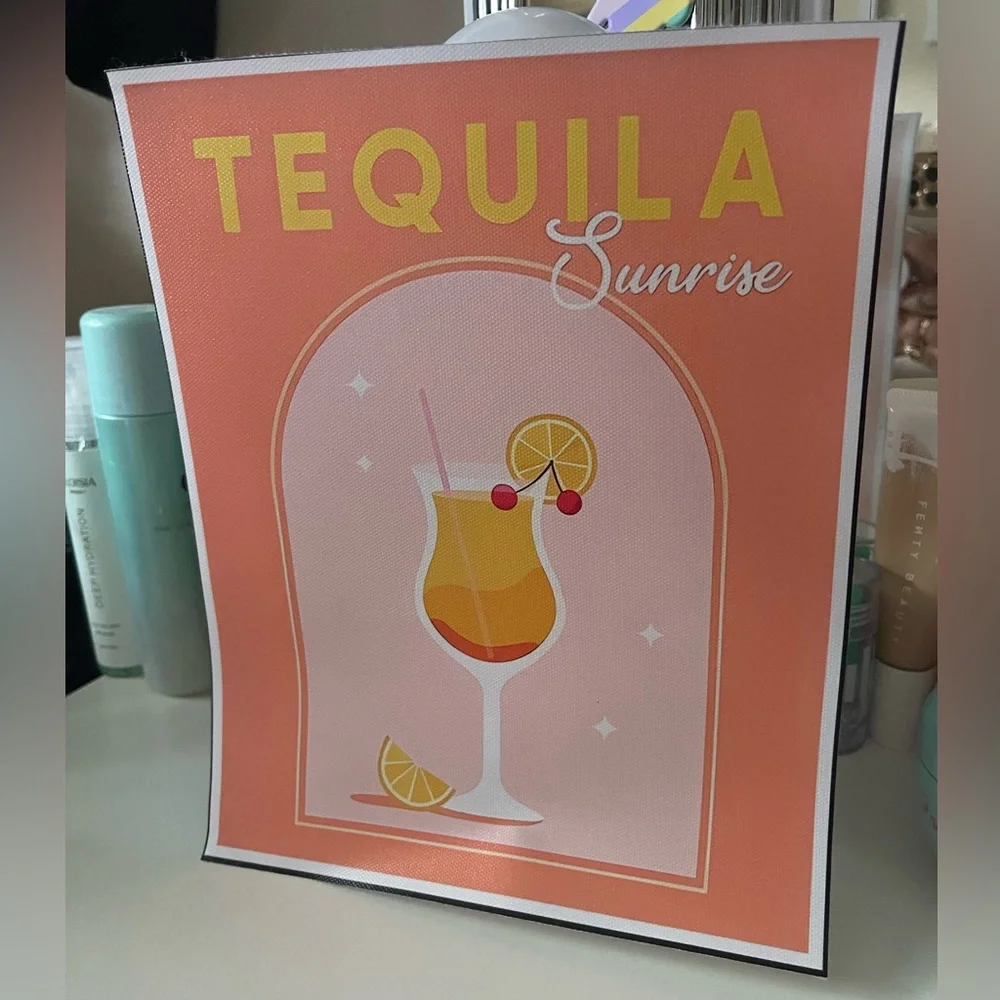 3/$15 Bar Cart Bar Decor Canvas Print Tequila Sunrise
